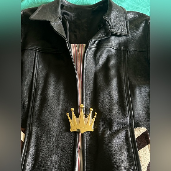 HEAVY Leather jacket- BULL HIDE and (faux) zebra hair - Picture 12 of 16